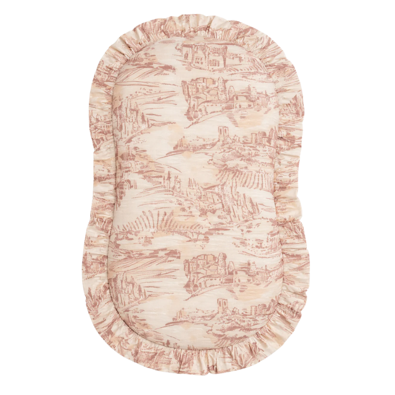 Brown Toile Ruffle Baby Lounger Cover