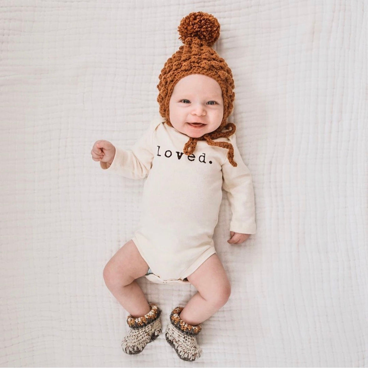 Loved. Organic Cotton Baby Bodysuit Long Sleeve - HoneyBug