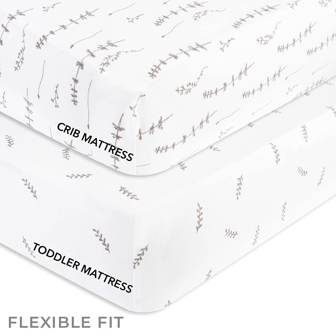 Crib Sheet Set - Forest Grey Leaf - HoneyBug