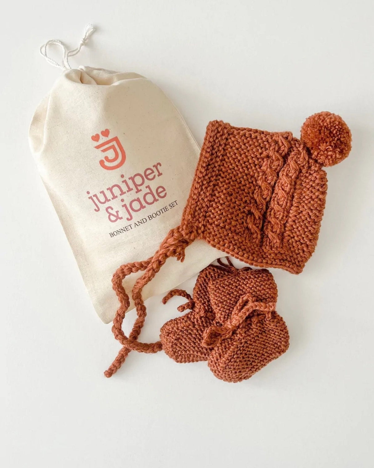 Merino Wool Bonnet & Bootie Set | Cinnamon - HoneyBug