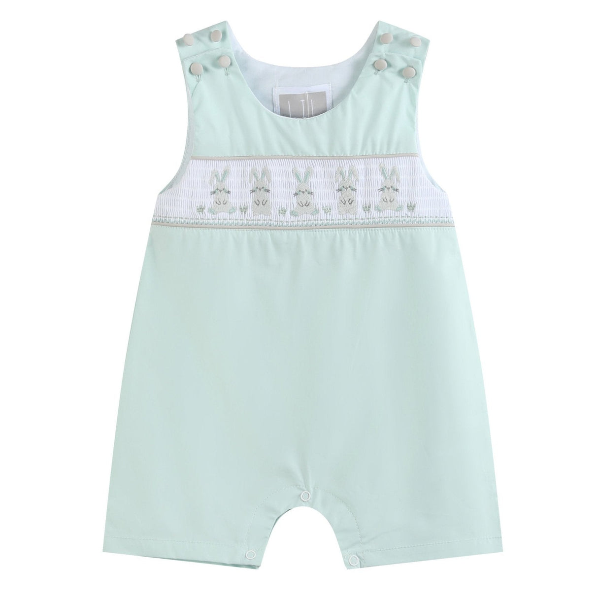 Misty Blue Easter Bunny Smocked Shortalls