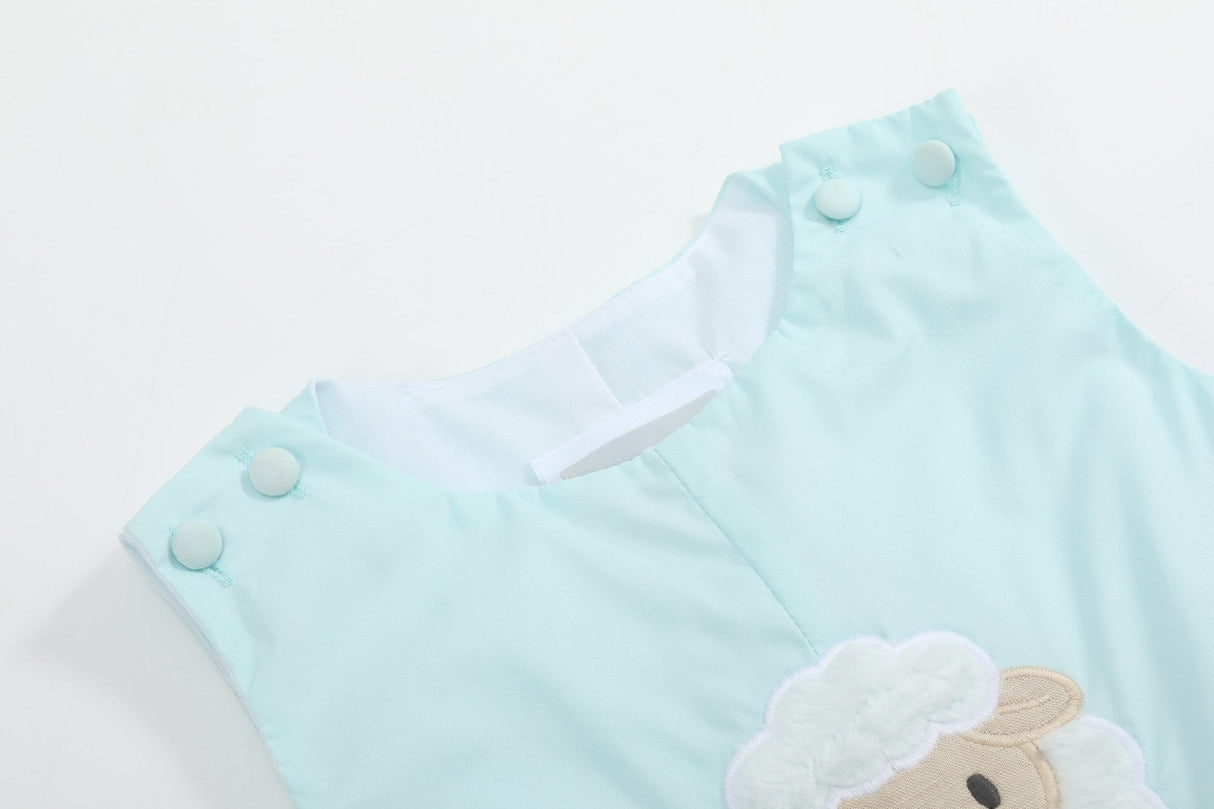 Misty Blue Fuzzy Lamb Shortalls