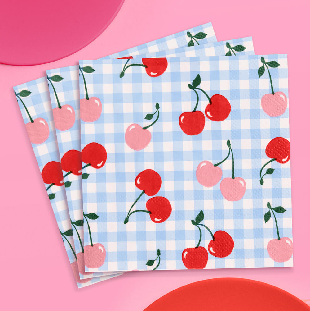 Cherry Birthday Bundle - Tableware, Balloons, Banner + Tats