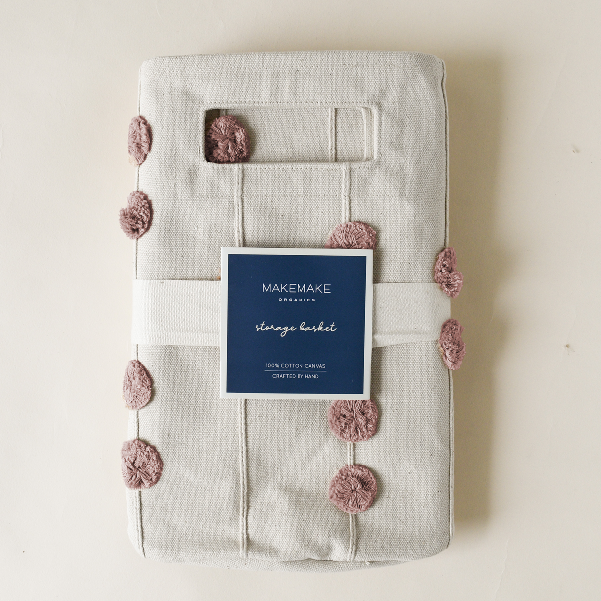 Handmade Canvas Storage Basket Pom Pom - Pecan - HoneyBug