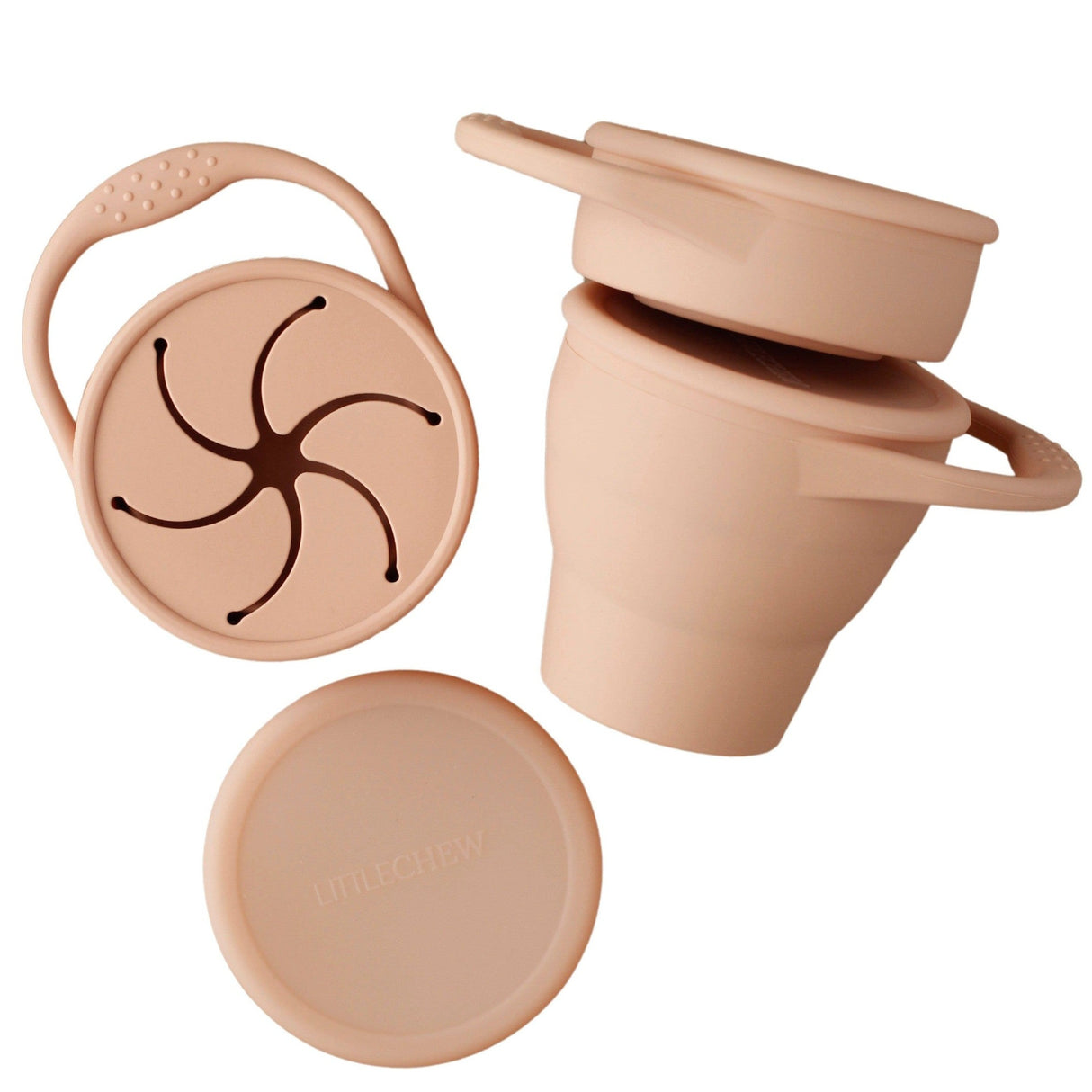 Foldable Silicone Snack Cup - Dusty Coral - HoneyBug