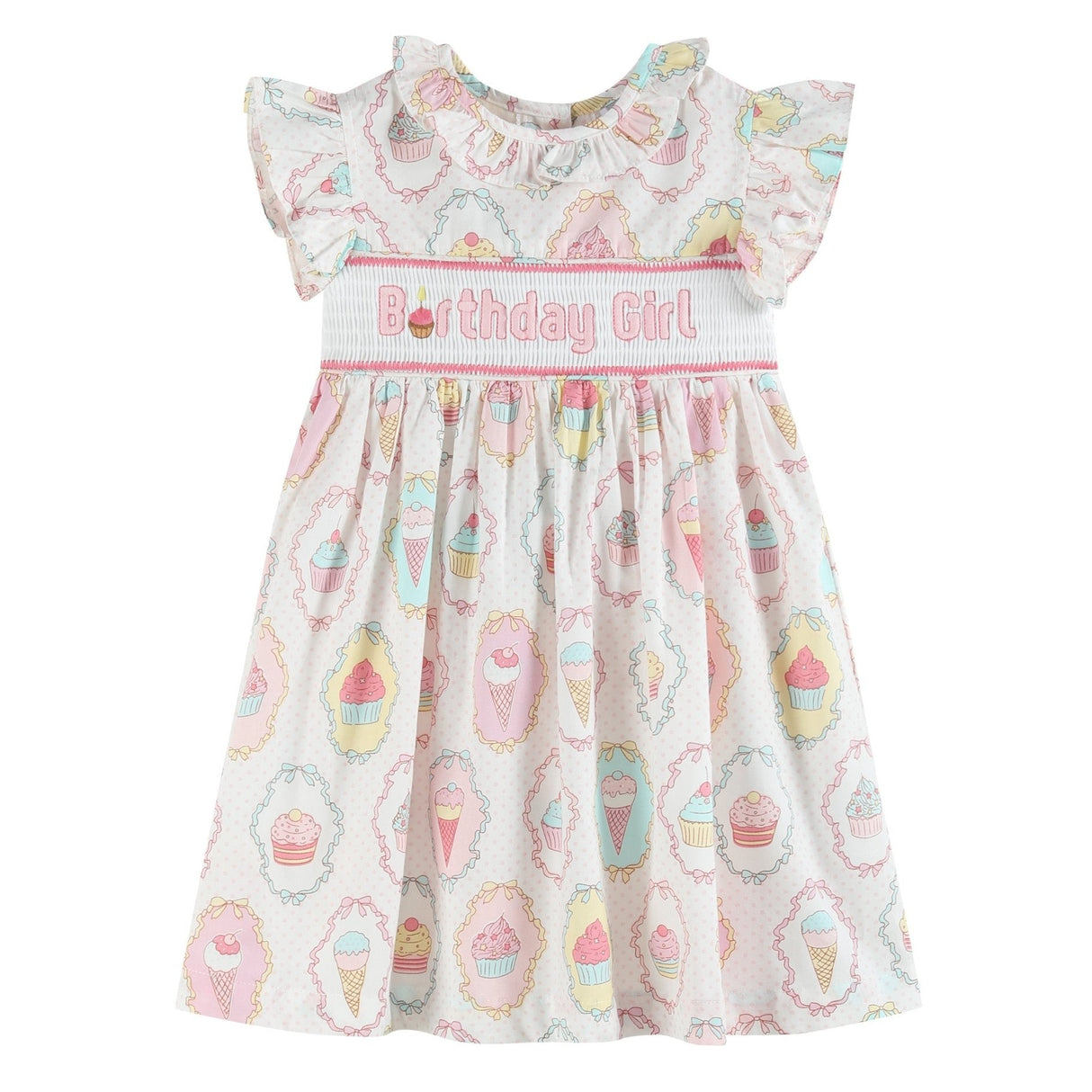Pink and White Birthday Girl Smocked Dress