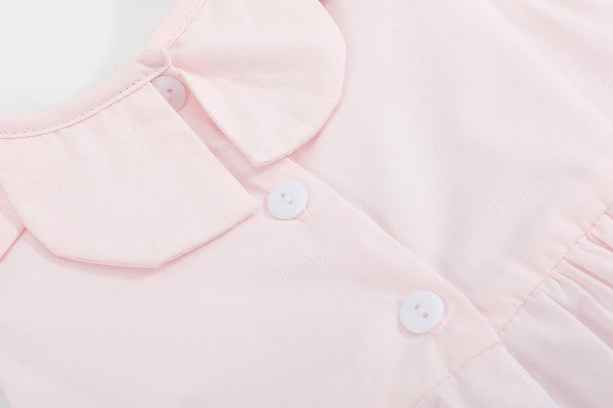 Pink Petal Collared Smocked Bubble Romper
