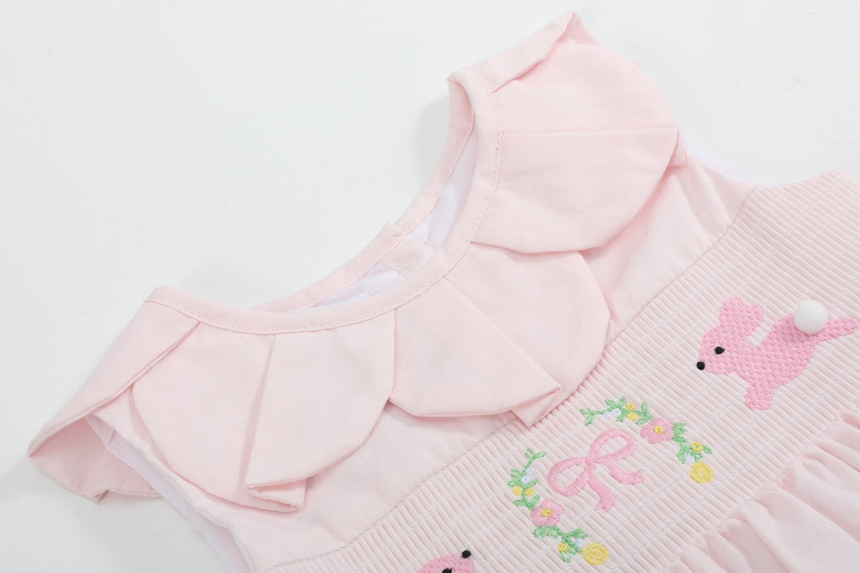 Pink Petal Collared Smocked Dress