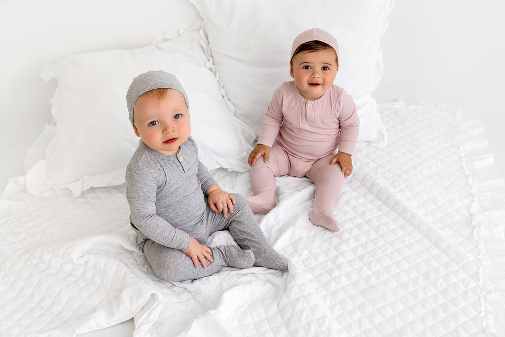 Henley Footie- Blush - HoneyBug