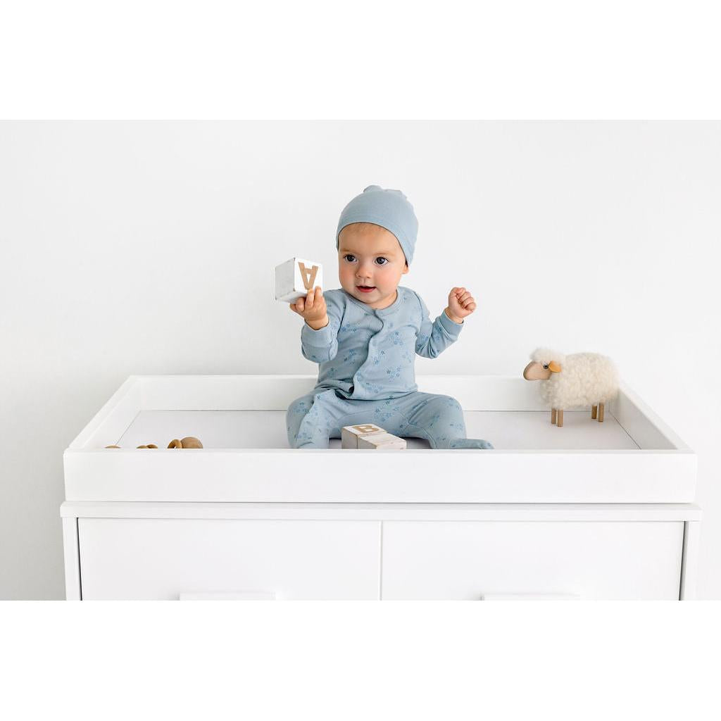 Star Print Footie- Ice Blue - HoneyBug