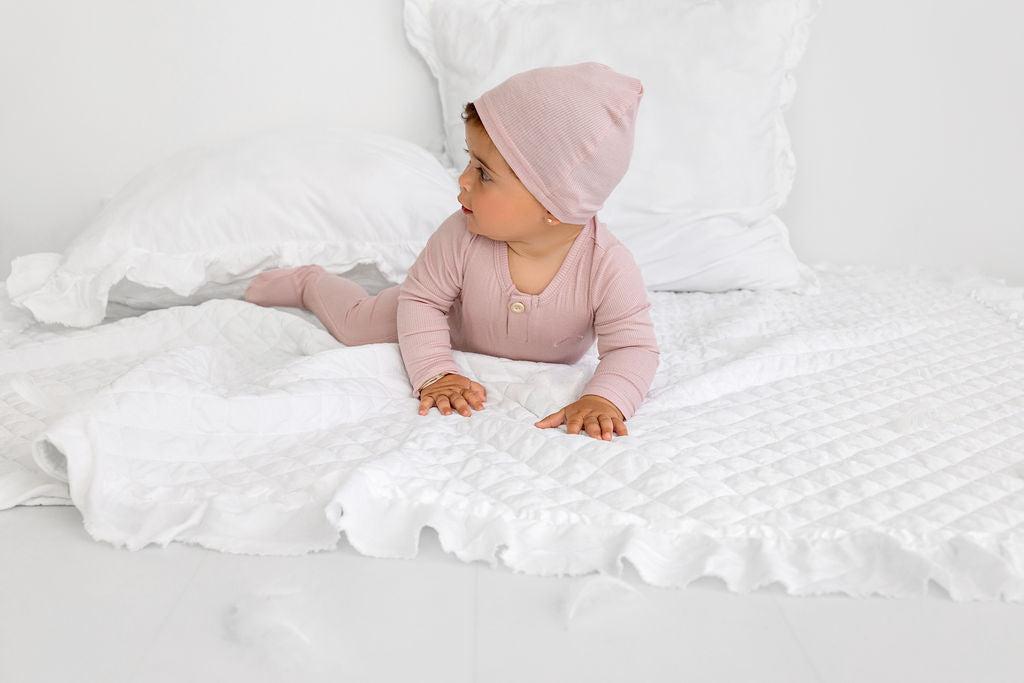 Henley Footie- Blush - HoneyBug