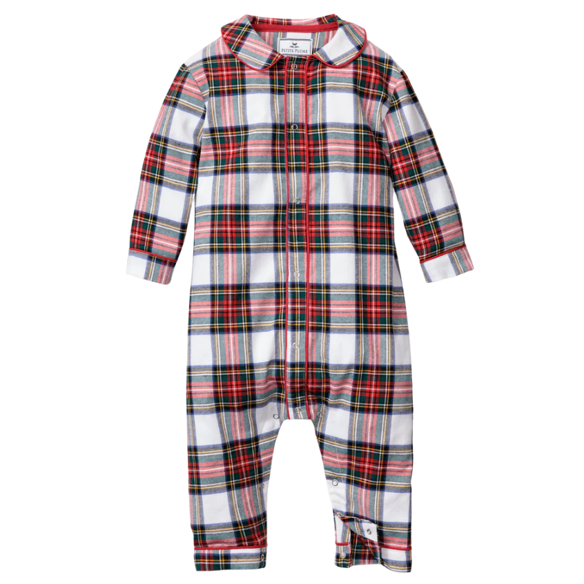 Baby's Brushed Twill Cambridge Romper in Balmoral Tartan - HoneyBug