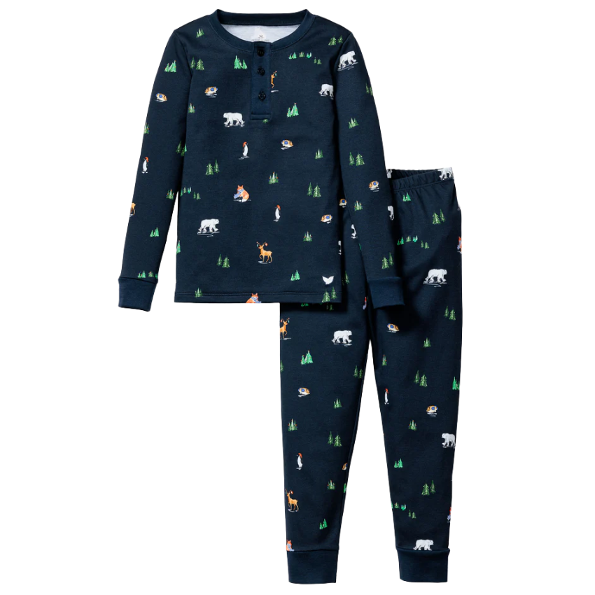 Kid's Pima Snug Fit Pajama Set in Arctic Antics - HoneyBug