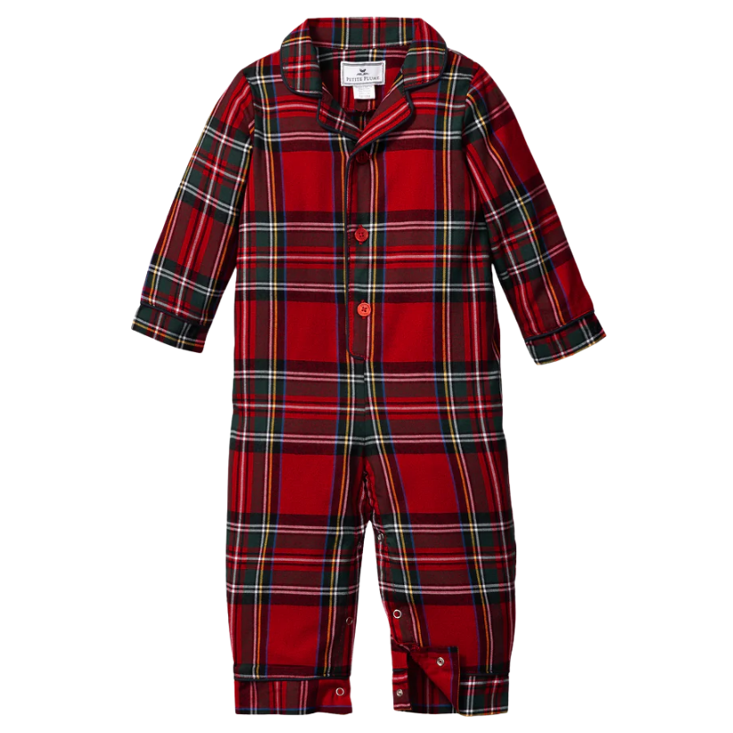 Baby's Brushed Twill Classic Romper in Imperial Tartan - HoneyBug