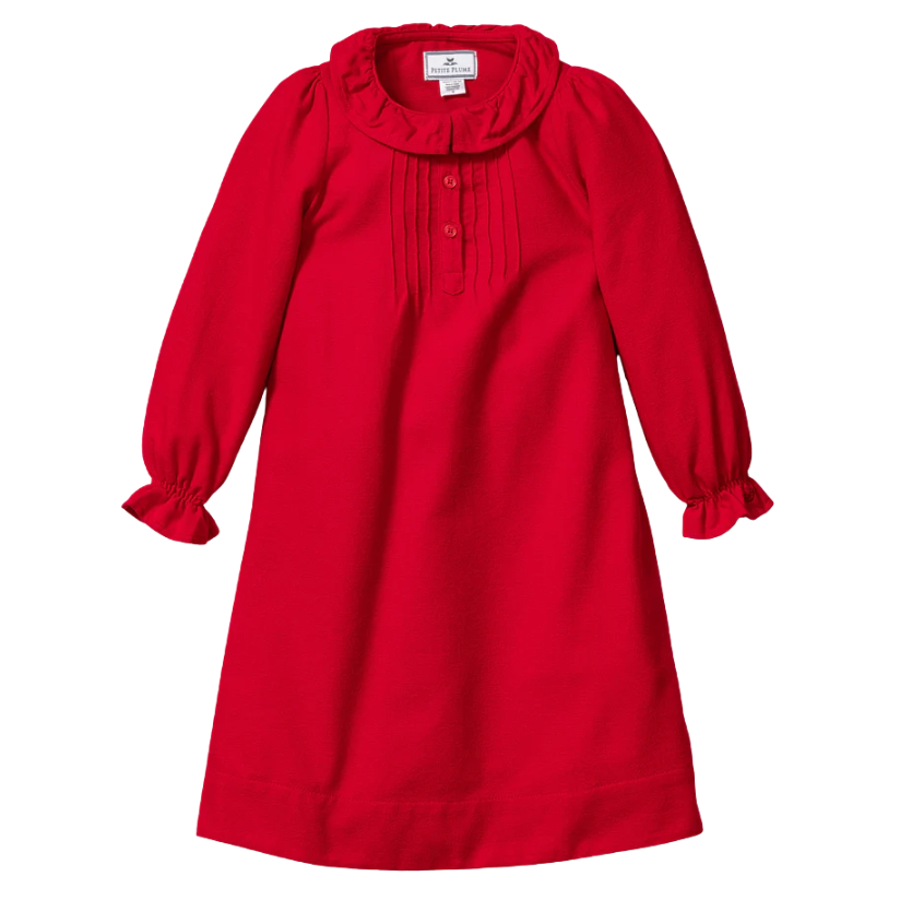 Girl's Flannel Victoria Nightgown in Red