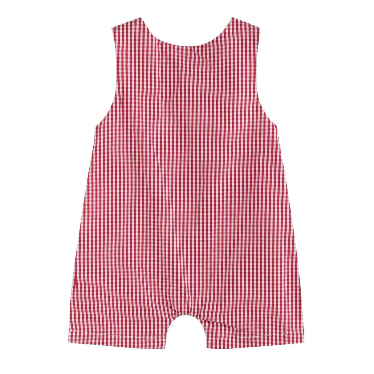 Red Gingham Baseball Smocked Shortalls