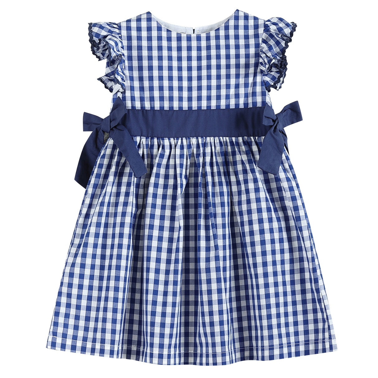 Royal Blue Gingham A-Line Dress