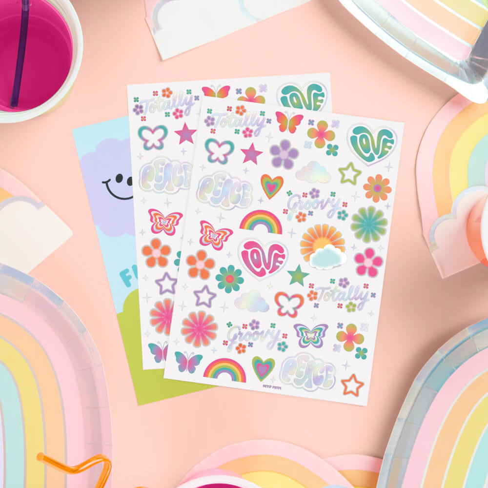 Groovy Rainbow Tats - 68 Temporary Tattoos