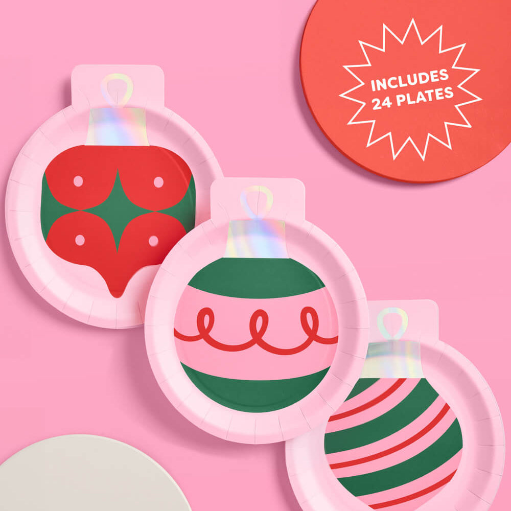 Christmas Ornament Plates - 24 Paper Plates