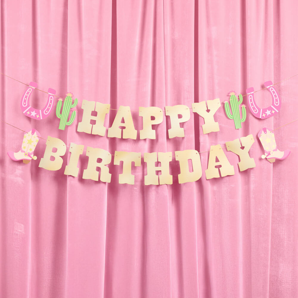 HBD Cowgirl Banner - Gold Foil Banner