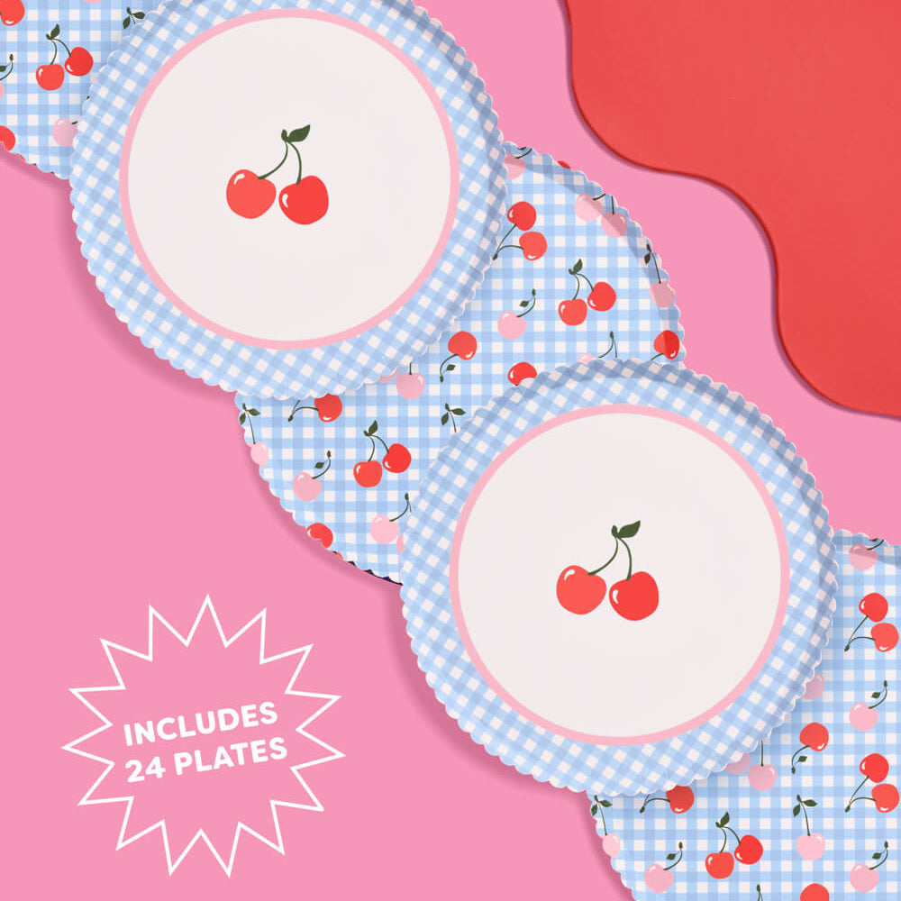 Cherry Plates - 24 Paper Plates