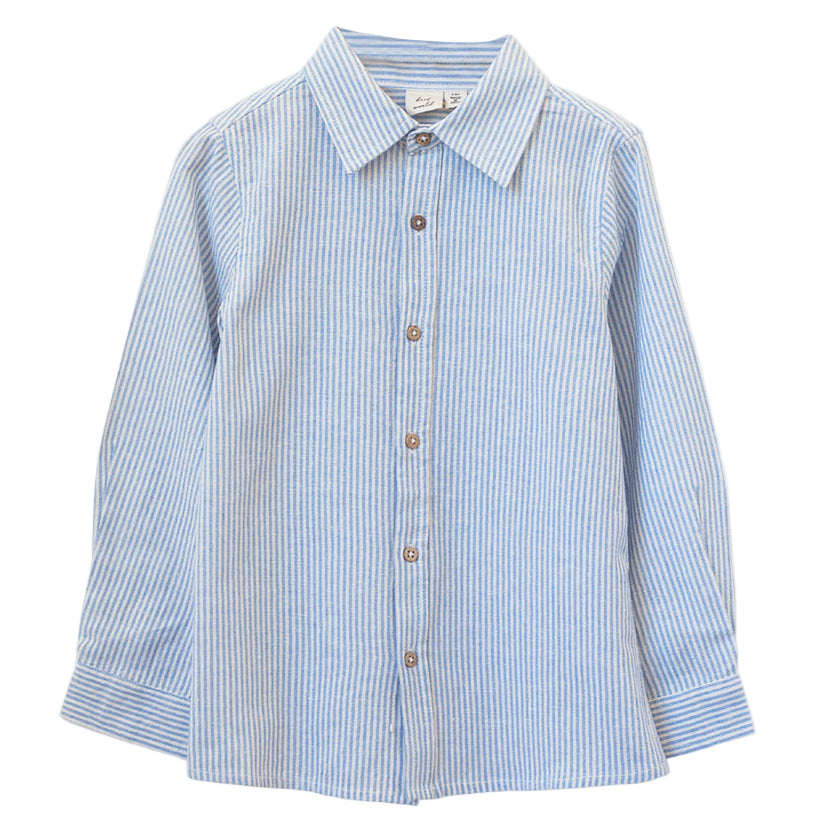 Boys Collar Shirt - Blue Stripe - HoneyBug