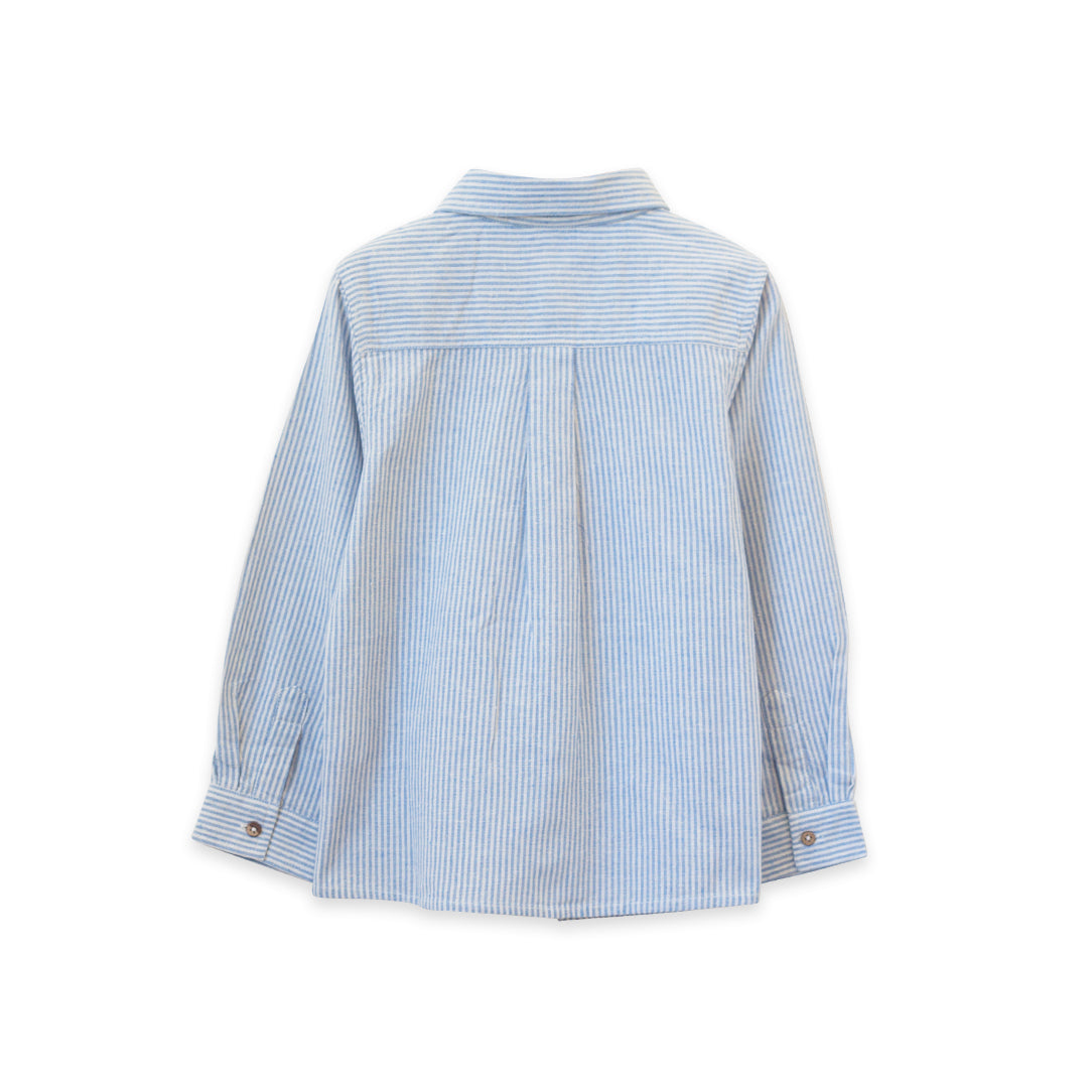 Boys Collar Shirt - Blue Stripe - HoneyBug