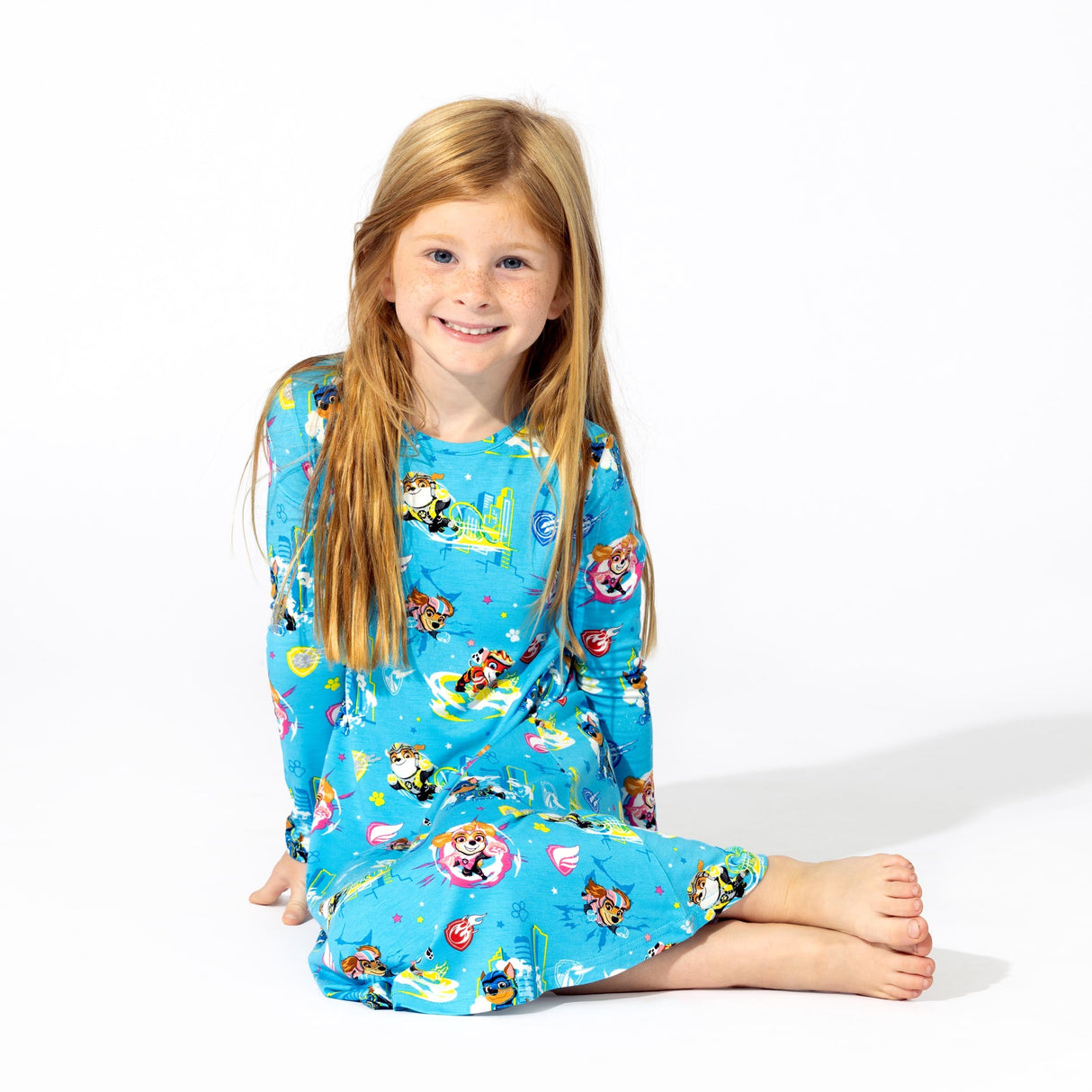 PAW Patrol: The Mighty Movie - Mighty Pups Bamboo Girls' Long Sleeve Dress - HoneyBug