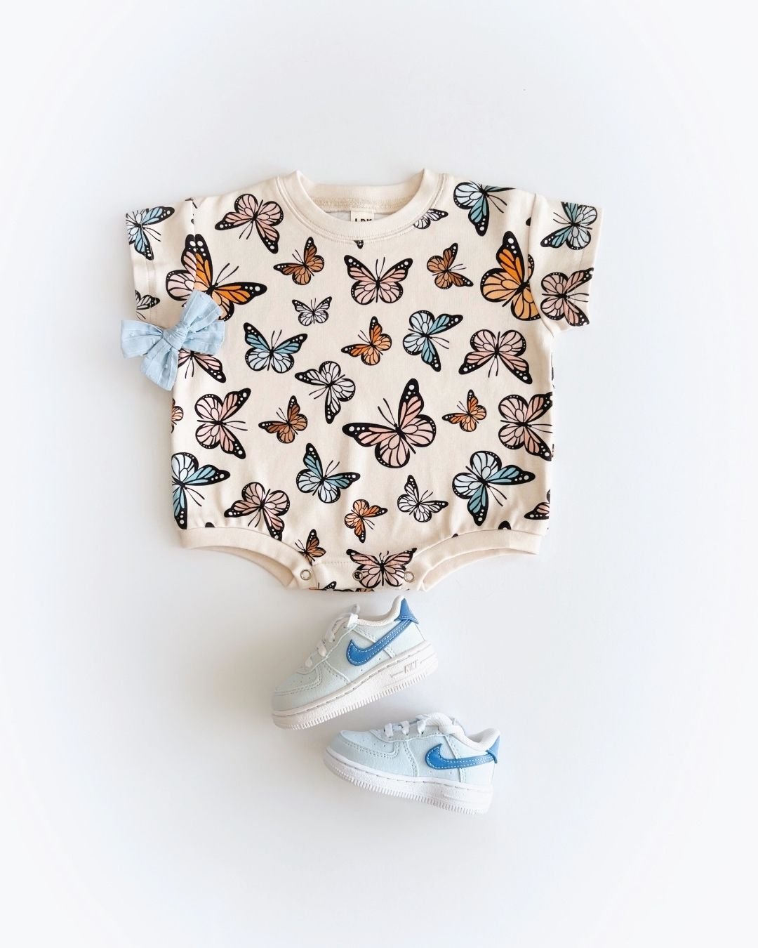 Short Sleeve Bubble Romper | Butterflies - HoneyBug
