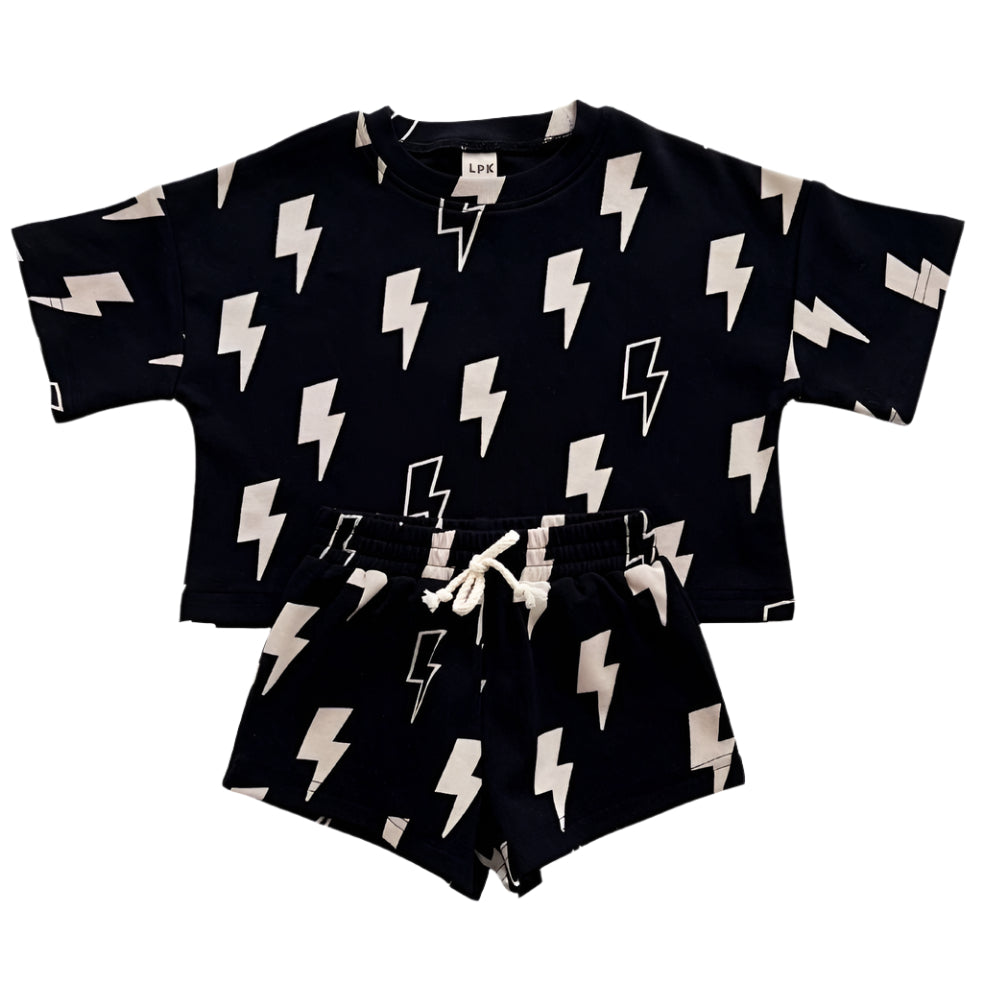 Shorts Set | Black Bolts - HoneyBug