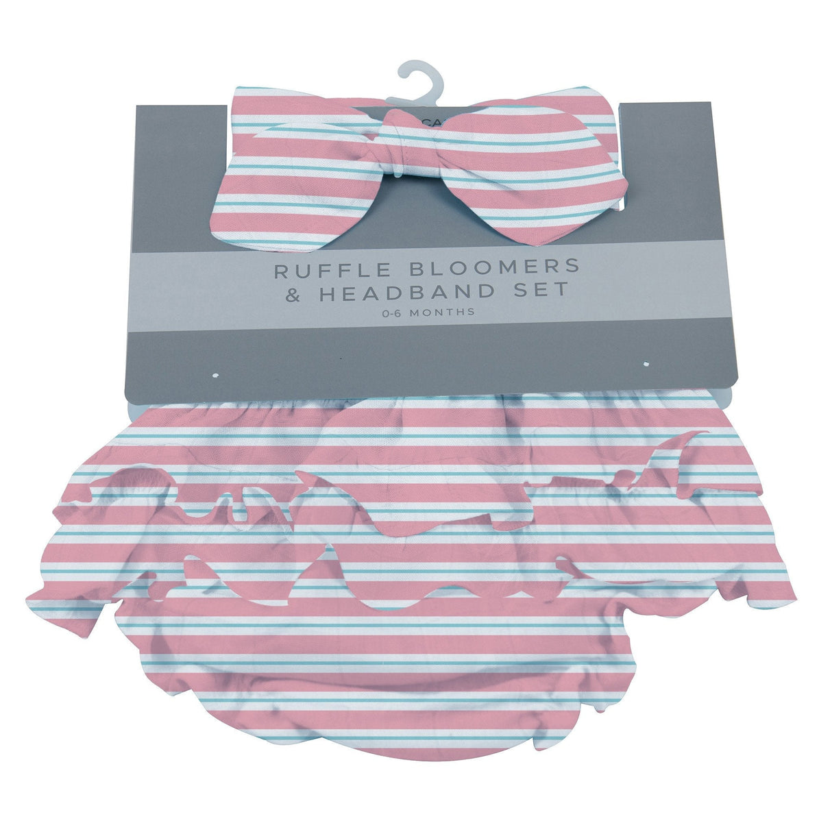 Candy Stripe Ruffle Bamboo Bloomer Headband Set - HoneyBug