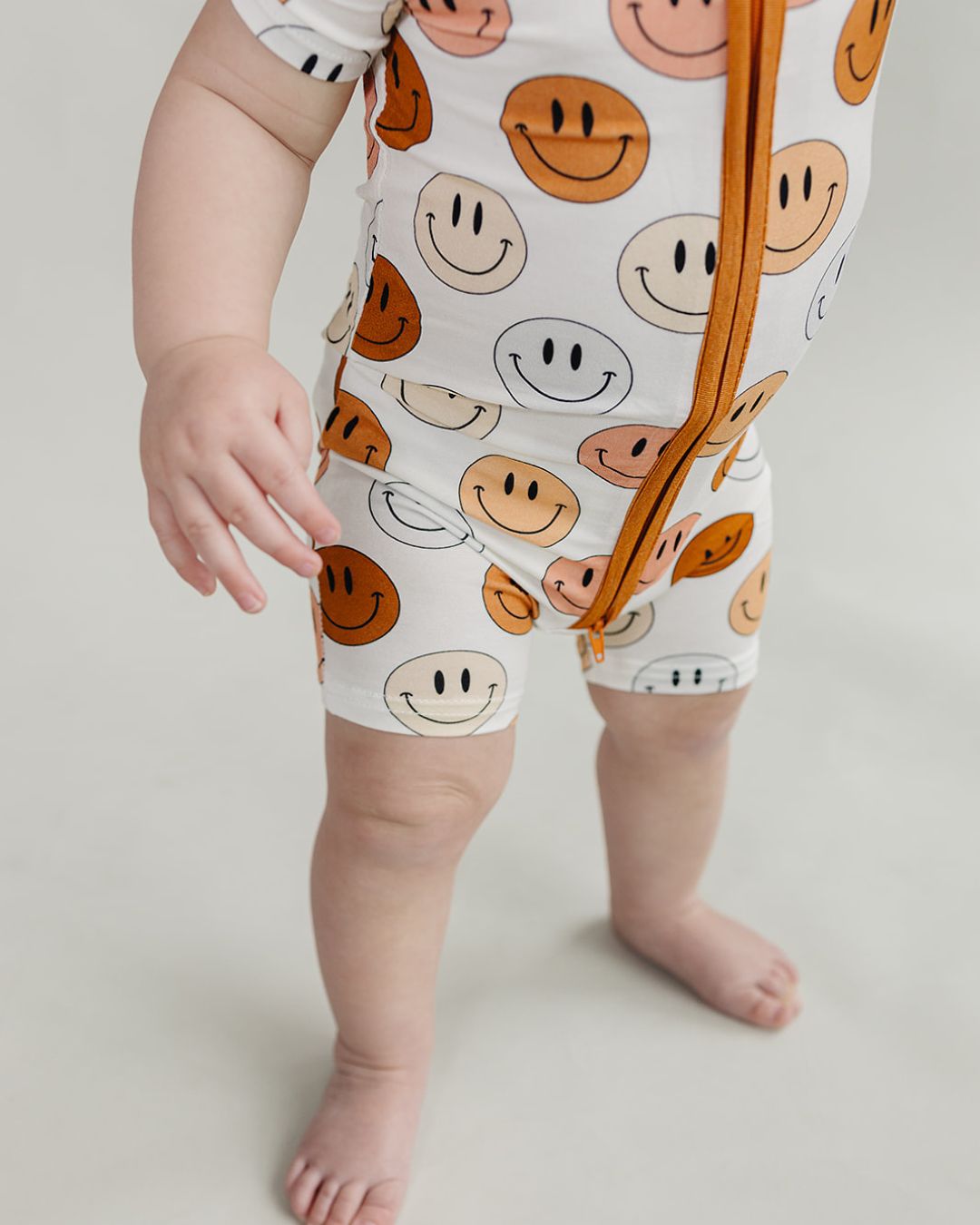 Smiley Bamboo Short Romper | Copper - HoneyBug