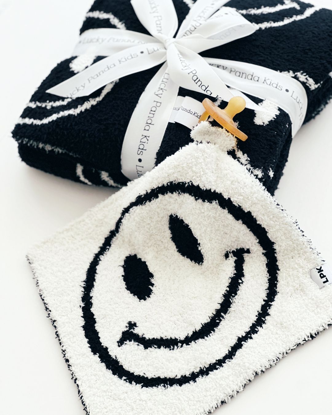 Smiley Plush Lovey | Black - HoneyBug