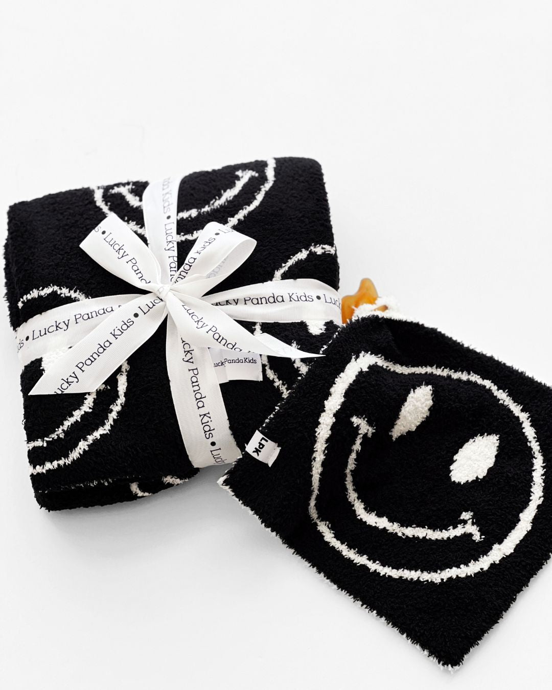 Smiley Plush Lovey | Black - HoneyBug