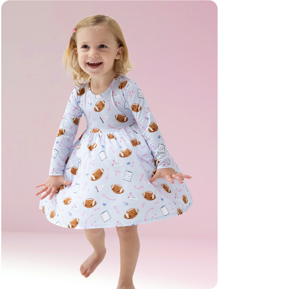 Twirly Long Sleeve Dress - Touchdown Time Lavender - HoneyBug