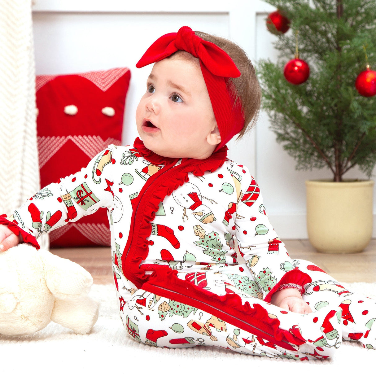 Holly Jolly Bamboo Zipper Romper - HoneyBug