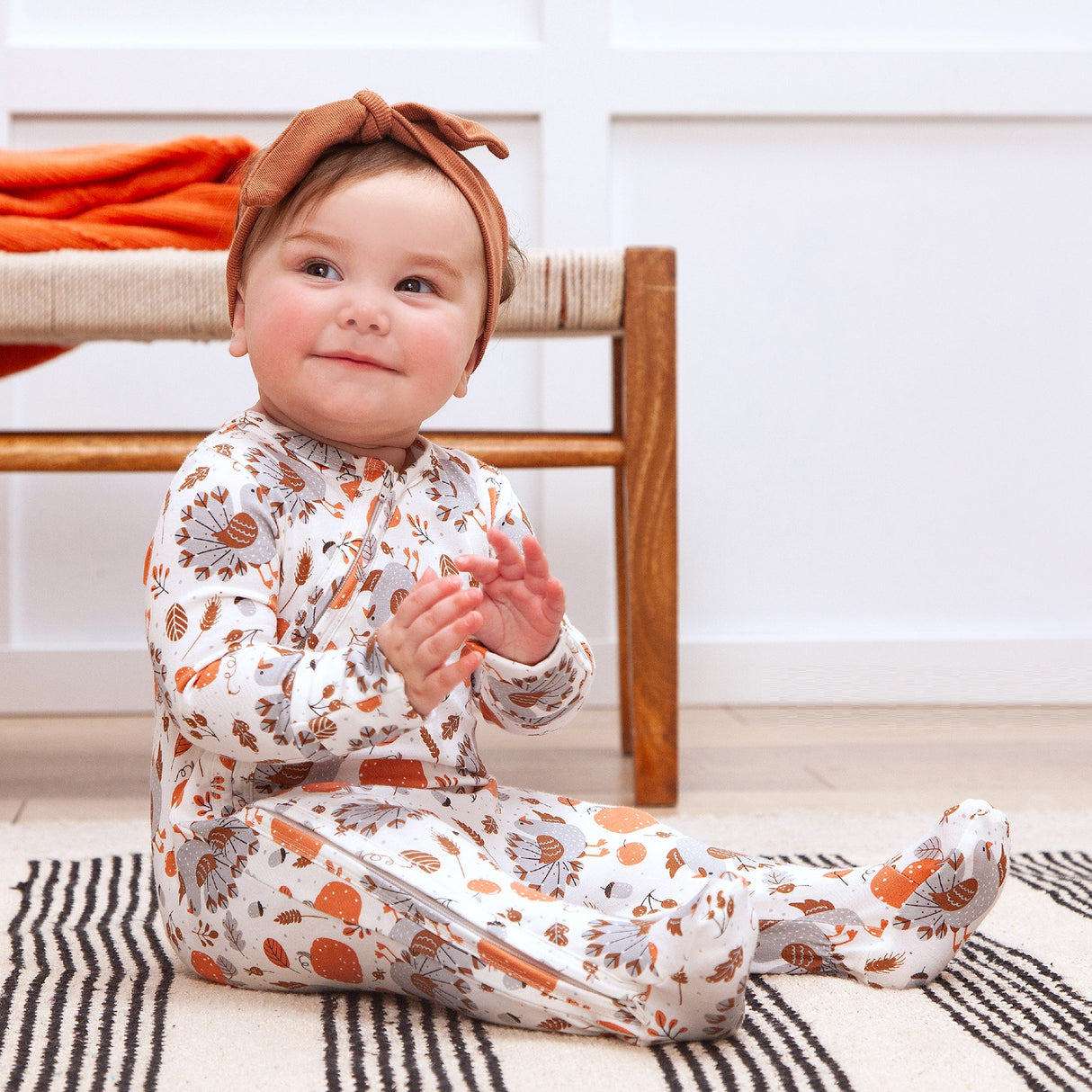 Thanksgiving Harvest Bamboo Zipper Romper - HoneyBug