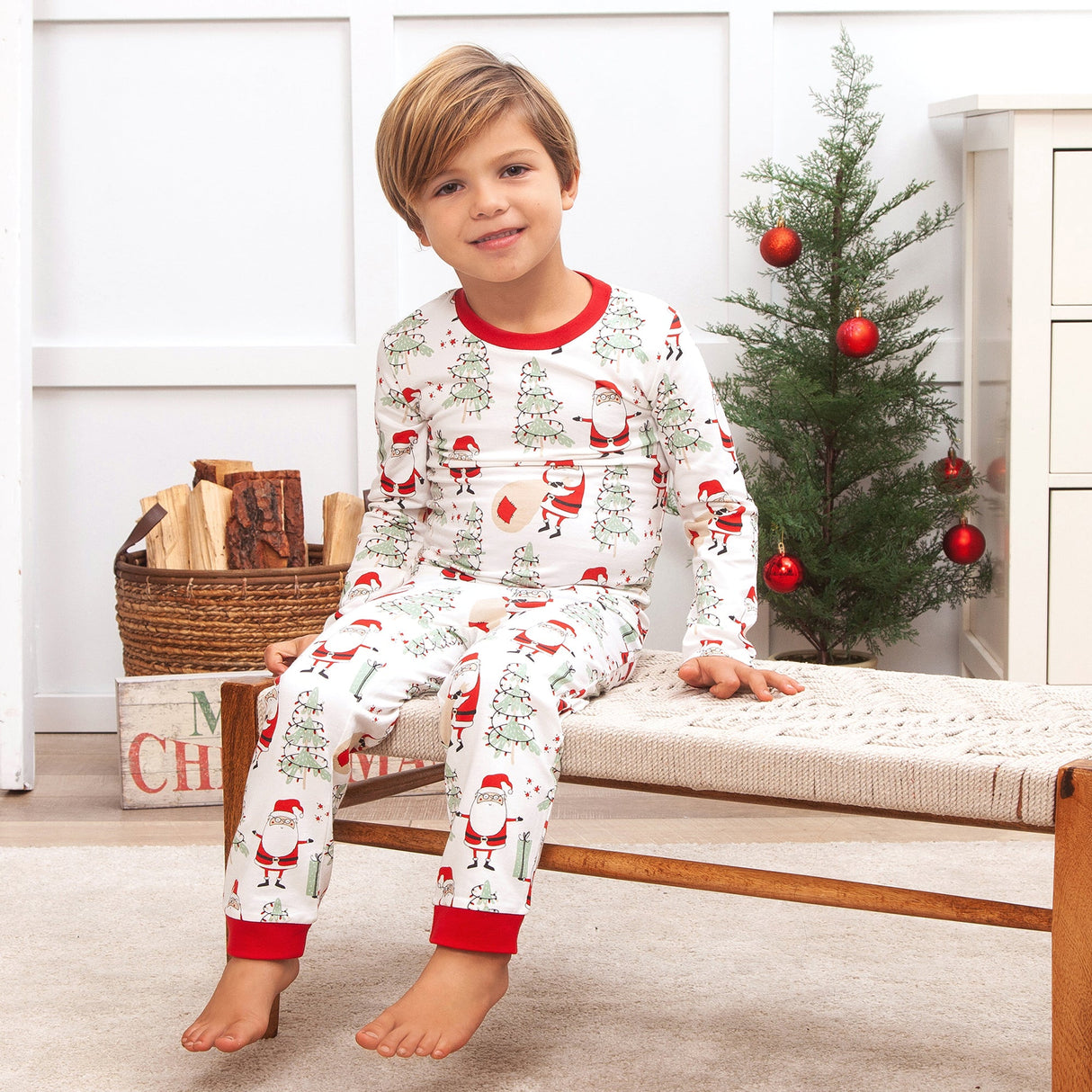 Christmas Santa Kid's Bamboo Pajama Set - HoneyBug