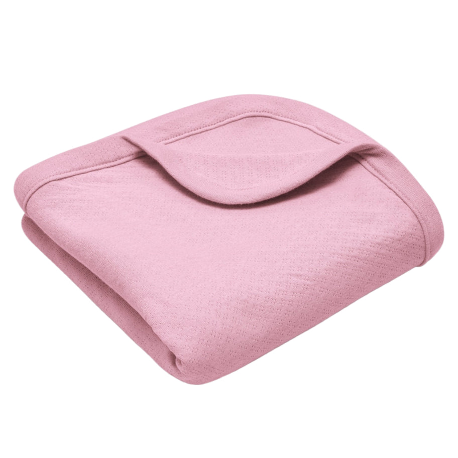 Organic Cotton Baby Blanket – Pink Pointelle - HoneyBug