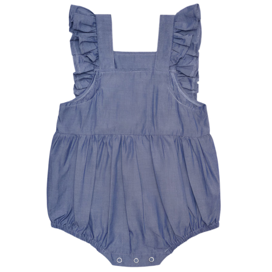 Flutter Sleeve Romper - Chambray - HoneyBug