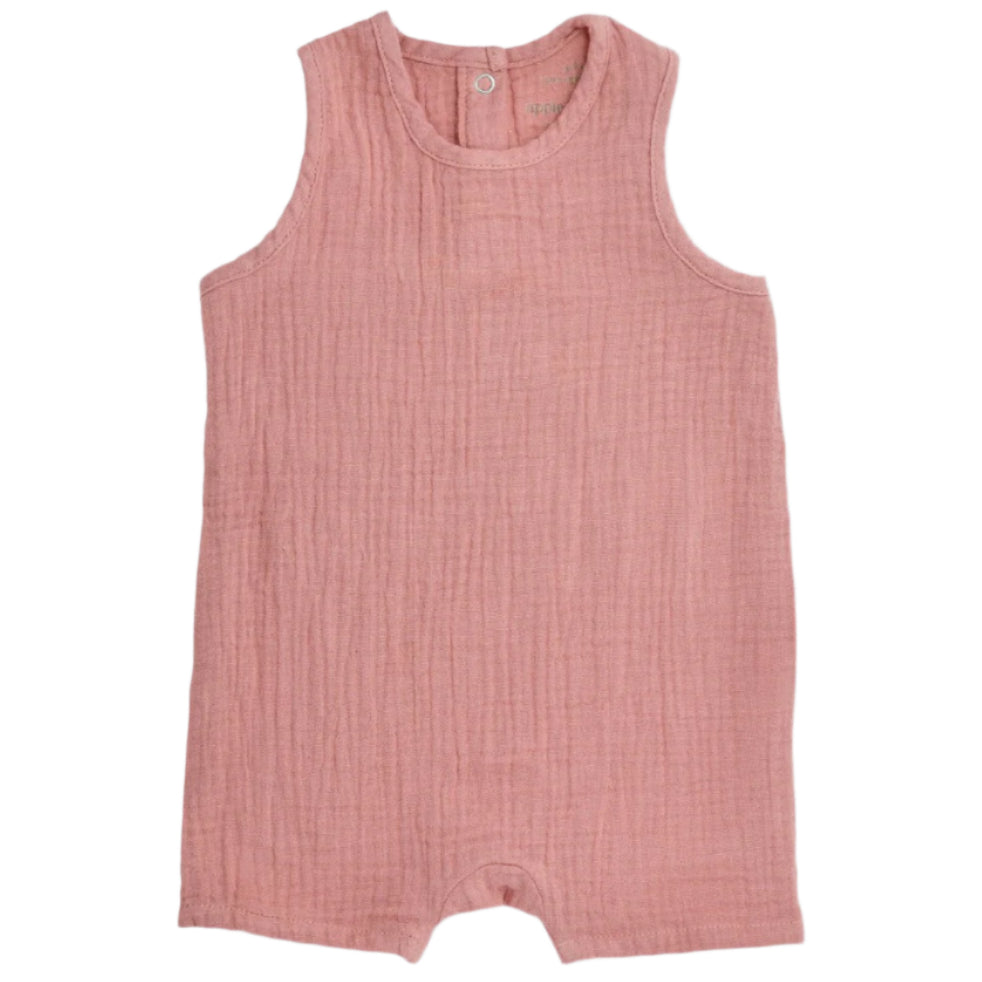 Muslin Sleeveless Coverall - Terra Cotta - HoneyBug