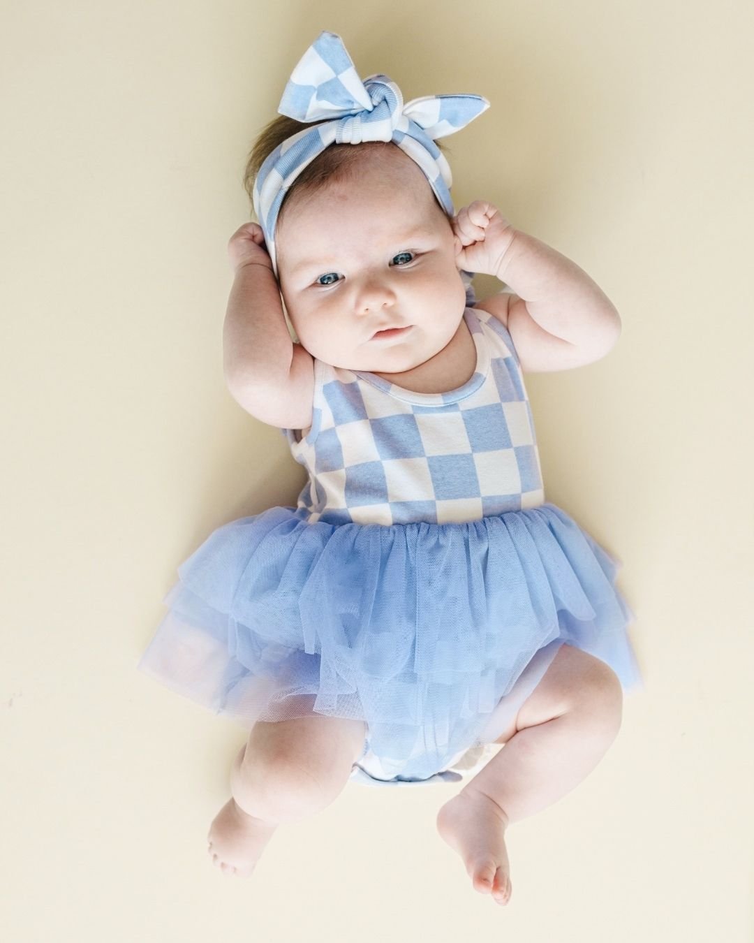 Tutu Romper | Checkered Blue - HoneyBug