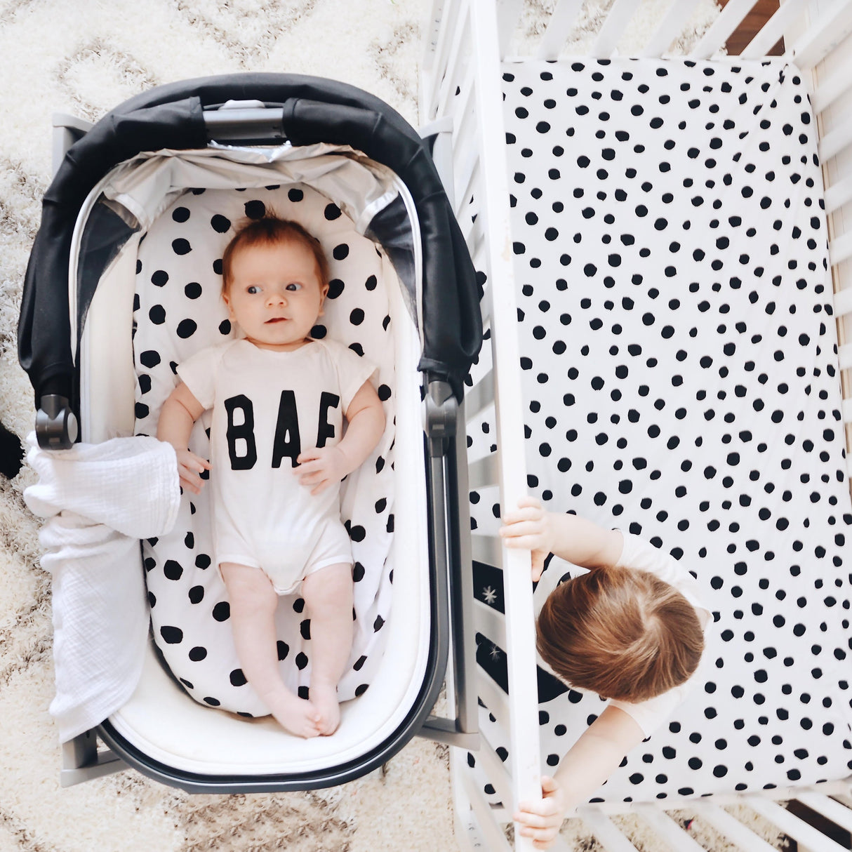 Bassinet Sheet Set - Black & White Abstract - HoneyBug