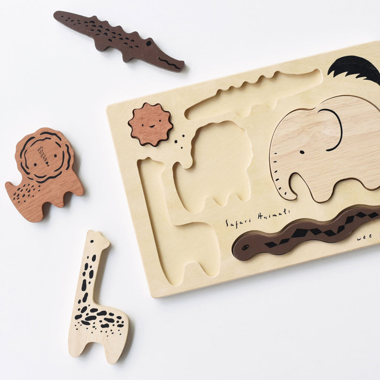 Wooden Tray Puzzle - Safari Animals - HoneyBug