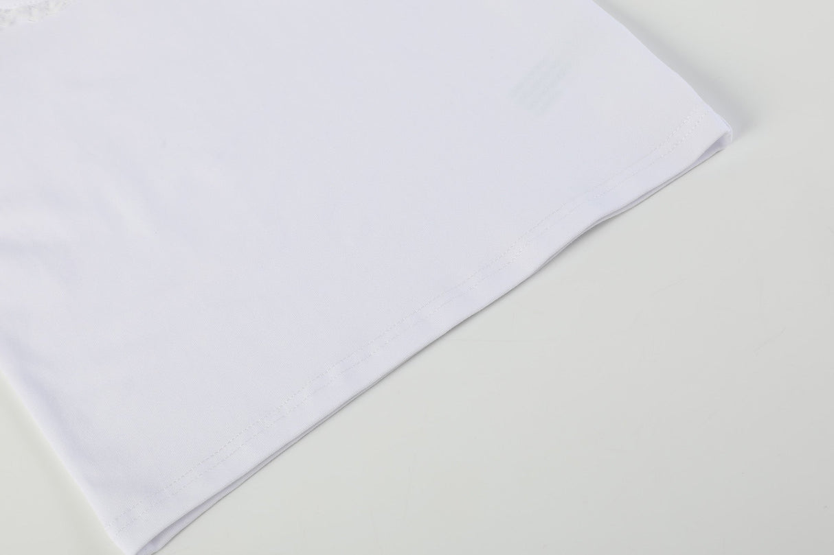 White Collared Lace Sleeve Shirt