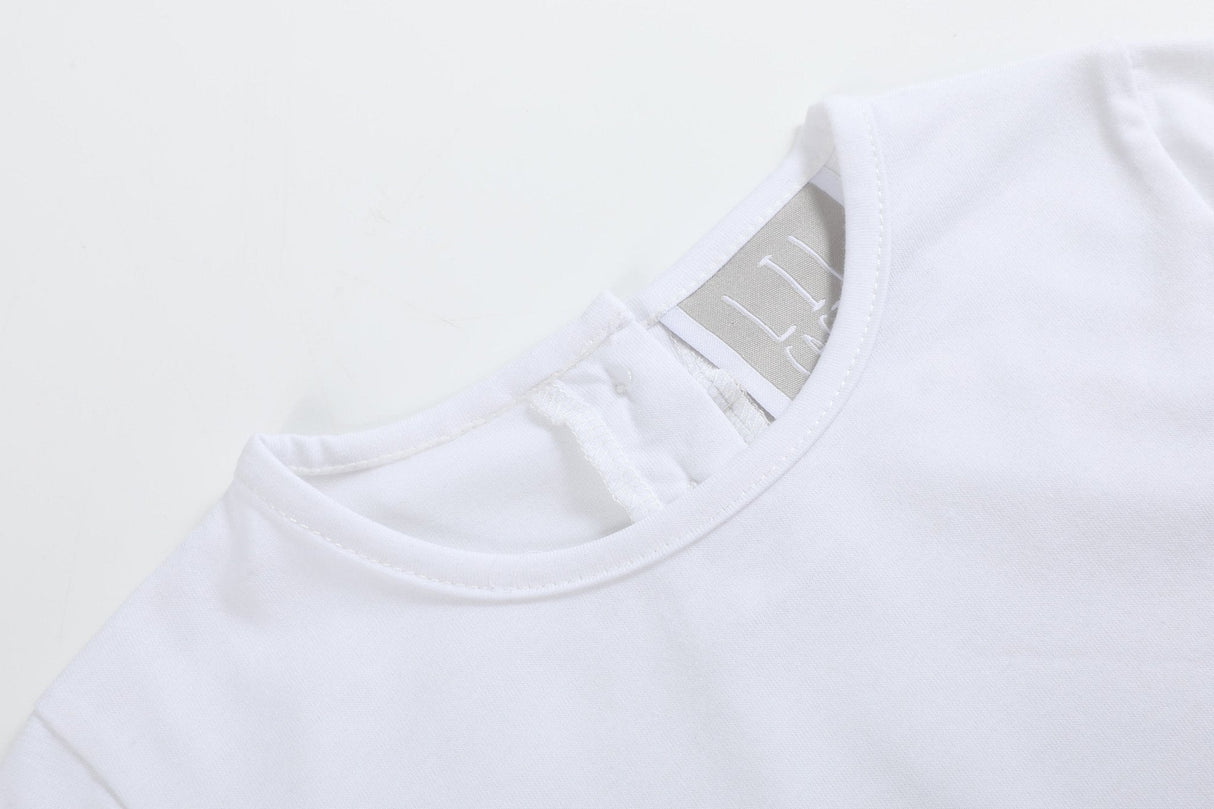 White Cotton Layering Girls Shirt