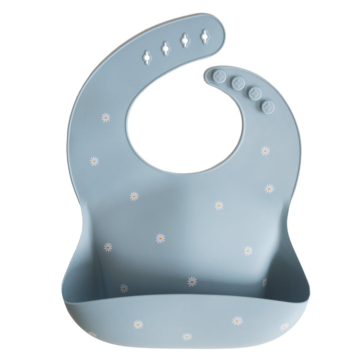 Silicone Baby Bib - White Daisy - HoneyBug