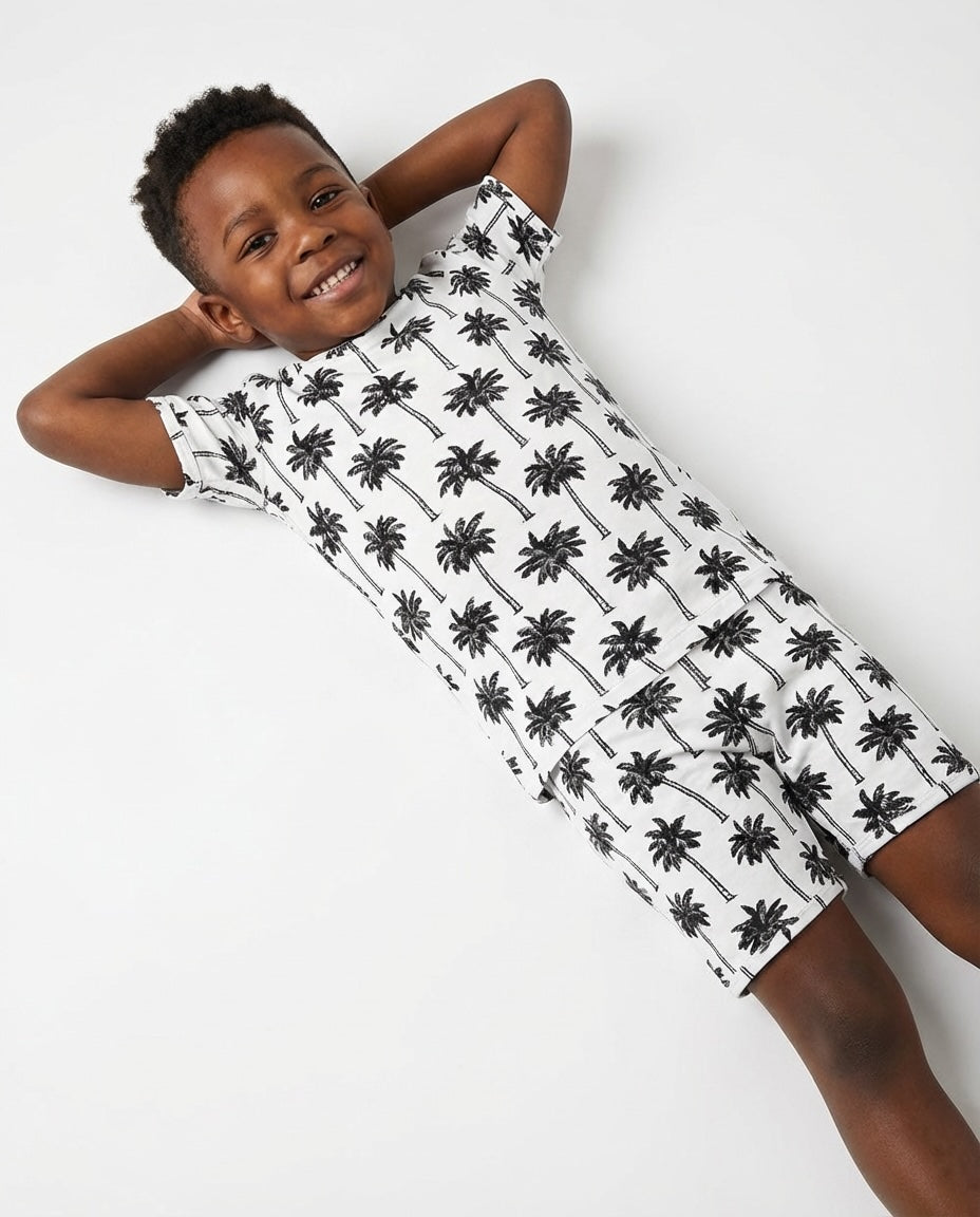 Bamboo Shorts Set | Palm Style White