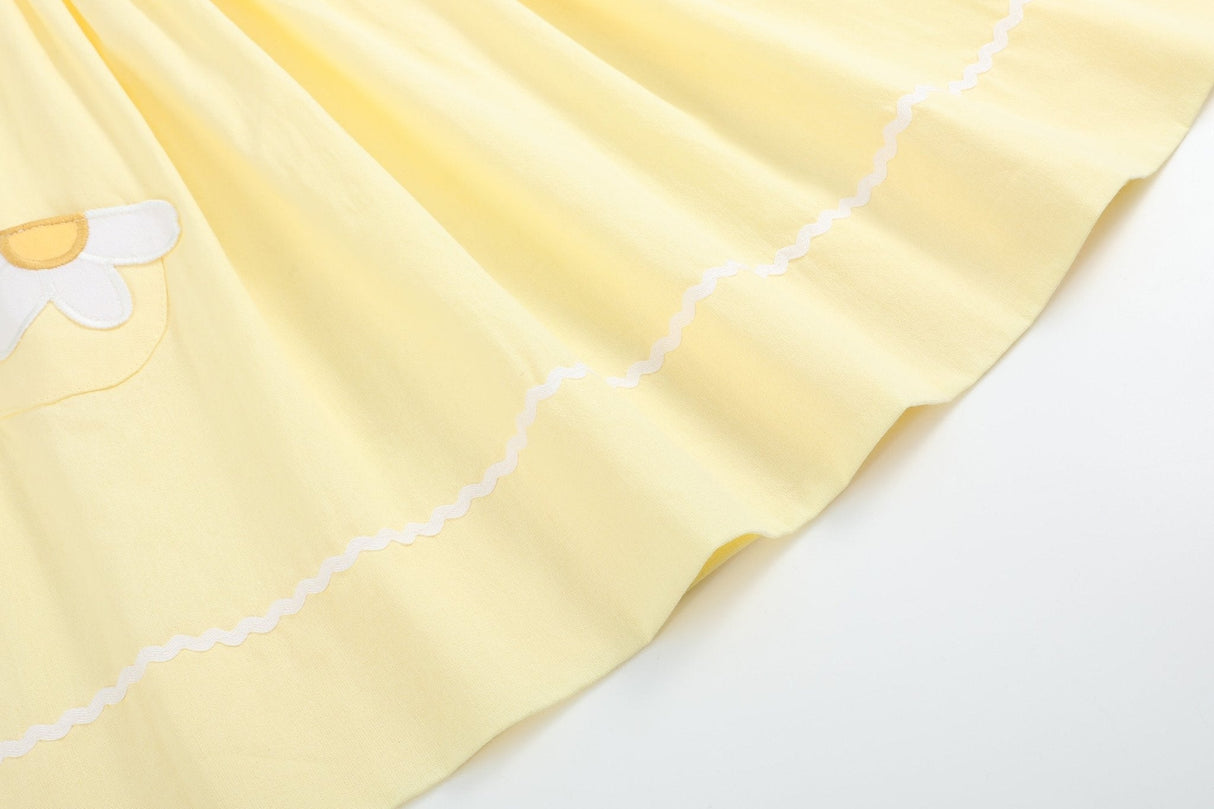 Yellow Daisy Pocketed Smocked Bishop Dress