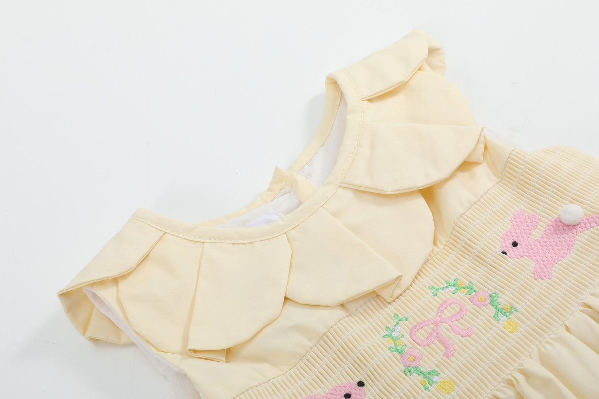 Yellow Petal Collared Smocked Dress